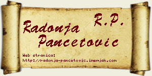 Radonja Pančetović vizit kartica